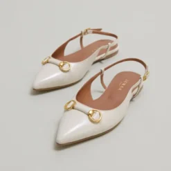 Ballerines slingbacks à bouts pointus et mors dorés