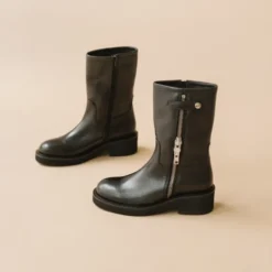 Boots à talons et doubles fermetures éclair
