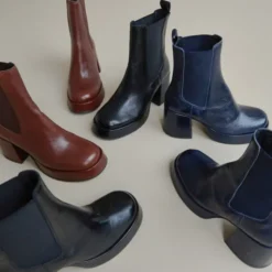 Bottines à plateformes et bouts carrés