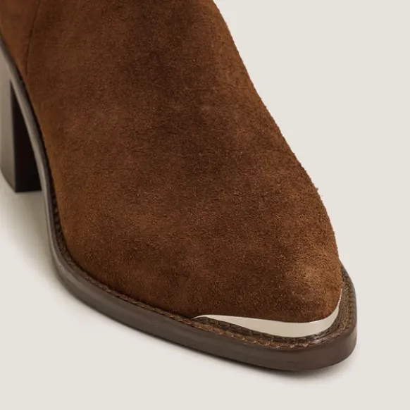 Bottines à talons et embouts dorés