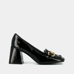 Mocassins à talons et boucles dorées