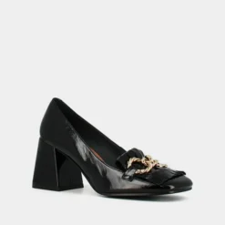 Mocassins à talons et boucles dorées